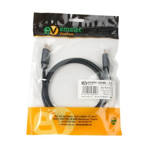 Cable HDMI 2.1 AM a AM + Ethernet Long. 1m EQ 162010