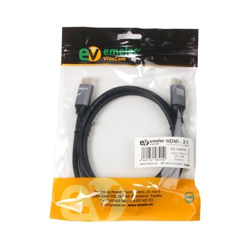 Cable HDMI 2.1 AM a AM + Ethernet Long. 1,5m EQ 162015 Cable HDMI 2.1 AM a AM + Ethernet Long. 1,5m EQ 162015