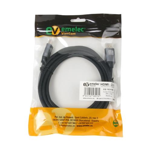 Cable HDMI 2.1 AM a AM + Ethernet Long. 3m EQ 162030 Cable HDMI 2.1 AM a AM + Ethernet Long. 3m EQ 162030