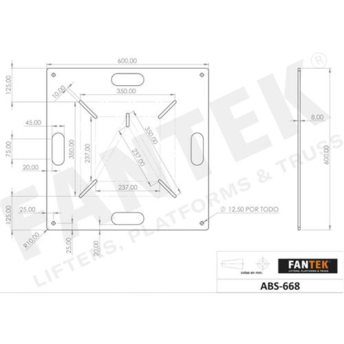 Base 600 x 600 mm truss cuadrado, triangular, paralelo FK60Q BASE H B (ABS-668)