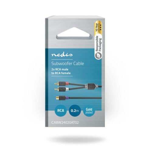 Cable audio 1 RCA hembra 2 machos 20cm Nd-Kng
