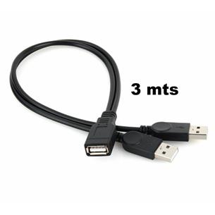 Cable USB 2.0 2xA-H USB A-M 3mts