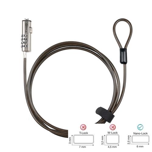Cable de seguridad PC Nano 1.5m con combinación.