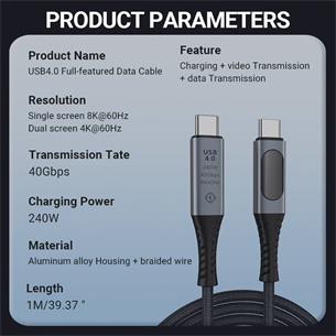 Cable USB-C 40Gbps 240W con Monitoreo de Potencia en Tiempo Real 2