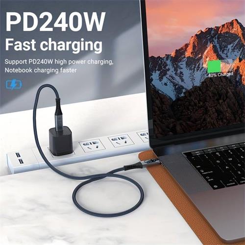 Cable USB-C 40Gbps 240W con Monitoreo de Potencia en Tiempo Real