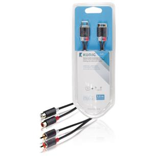 Cable audio 2 RCA M-H 3m Blister Konig