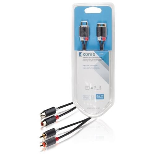 Cable audio 2 RCA M-H 3m Blister Konig