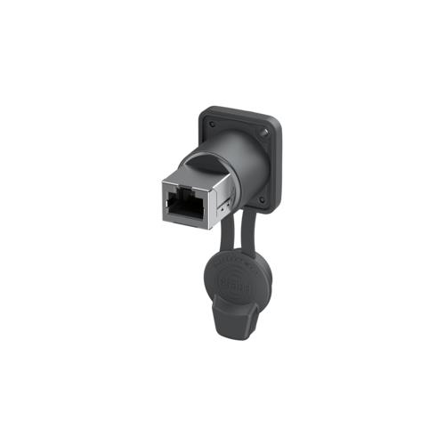Base conector RJ45 formato "D" NE8FDPS-TOP color negro