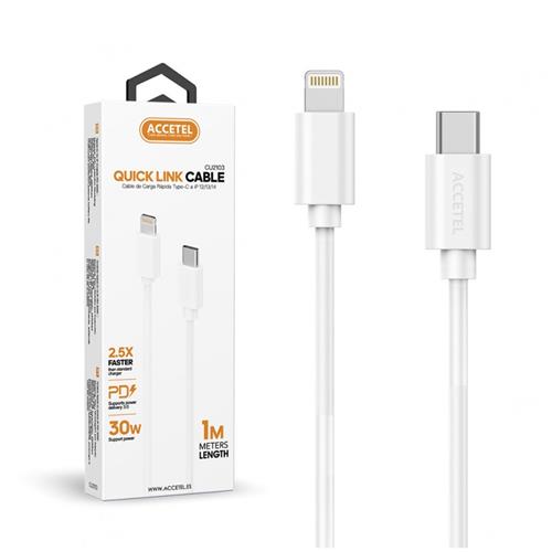 Cable USB-C Lightning Carga Rapida ACCETEL 1mt 60W PD