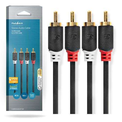 Cable audio 2 RCA macho/2 RCA macho 10mts