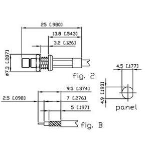 Conector SMB macho recto panel RG174 Alfar