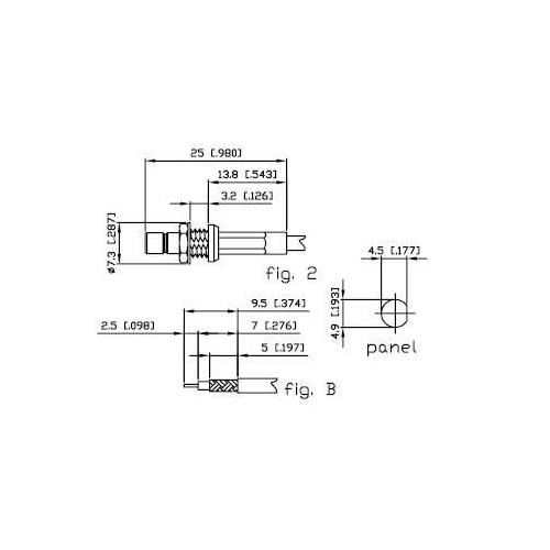 Conector SMB macho recto panel RG174 Alfar