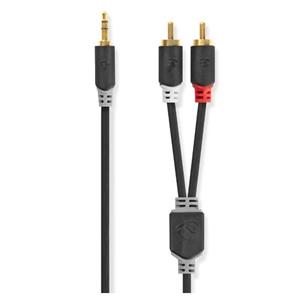 Cable Jack 3,5 estereo a 2 RCA 3 mts Konig Blister 2
