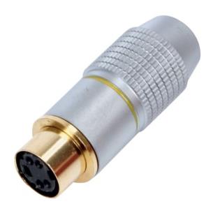 Conector Mini-Din hembra aereo 4 pines metalico dorado