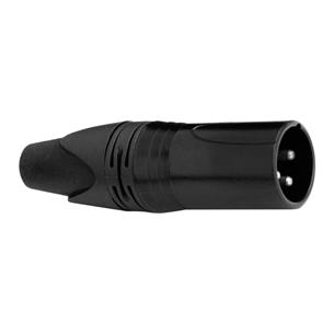 Conector XLR 3 contactos. Macho aéreo. Carcasa metálica negra.  MCA 012 MKII