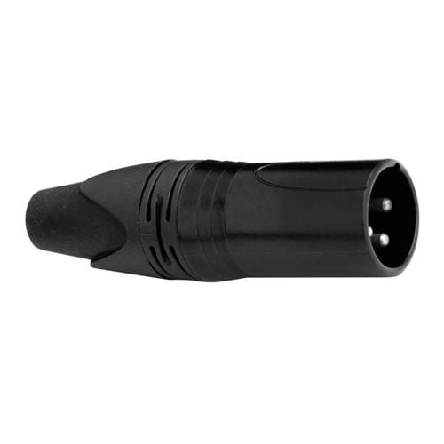 Conector XLR 3 contactos. Macho aéreo. Carcasa metálica negra.  MCA 012 MKII