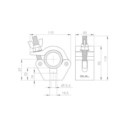 Abrazadera con adaptador cónico truss. Tubos de Ø 45-52 mm. WLL: 300 kg ABZ-13