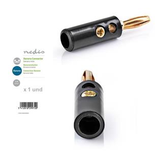 Banana 4mm con tornillo Negra Ch.Oro