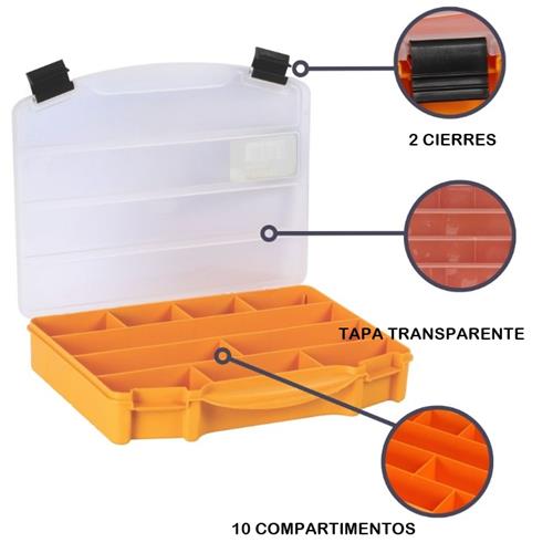 Caja plastica 10 compartimentos apilable