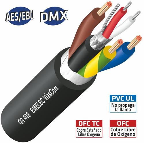 Cable Altavoz Híbrido Par Balanceado 24AWG 110O + Alimentación 2,50 mm² Q3-429 Cable Altavoz Híbrido Par Balanceado 24AWG 110O + Alimentación 2,50 mm² Q3-429