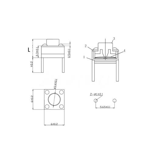 Pulsador tacto 2 pines 1,5mm 6x6x5mm