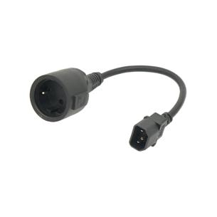 Adaptador de alimentación IEC C14 a Schuko macho/hembra 0,30m
