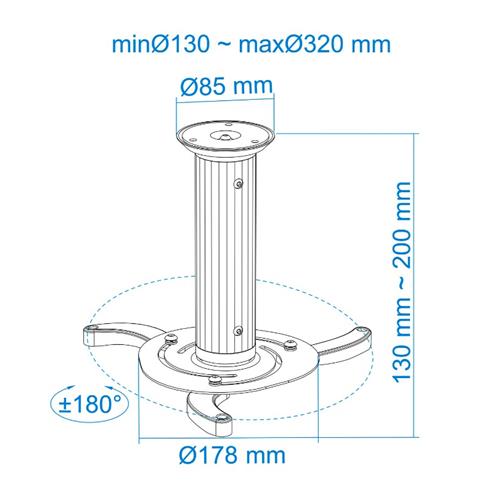 Soporte universal proyector de techo max.10kg Plata Soporte universal proyector de techo max.10kg Plata
