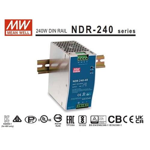 Mean Well Fuente carril DIN 48v 5A serie NDR
