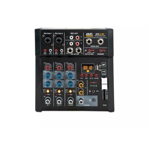 Mezclador de audio con 2x entradas MIC/LINE, 1 estéreo + 1 entrada MIC AM 5 BT Mezclador de audio con 2x entradas MIC/LINE, 1 estéreo + 1 entrada MIC AM 5 BT