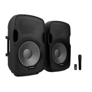 Set 2 atavoces 15" +soportes + cableado + micro PARTY 215 LED 2