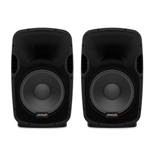 Set 2 atavoces 15" +soportes + cableado + micro PARTY 215 LED