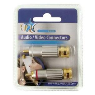 Conector Rca macho metalico cable 8mm blister 2 pcs. HQ