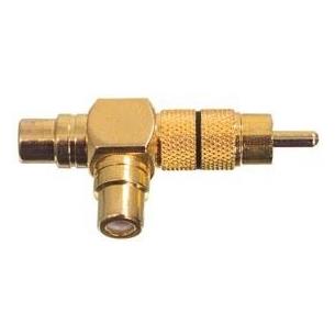 Adaptador RCA 1 macho 2 hembras dorado