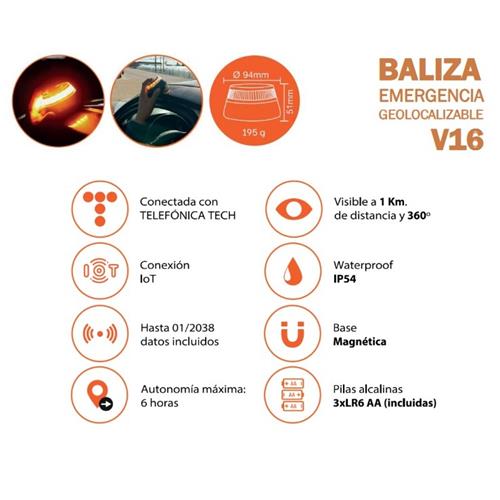 Baliza de emergencia V16 geolocalizable Thulos