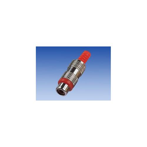 Conector RCA hembra aereo cromo rojo