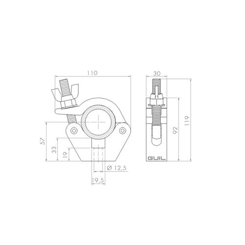 Abrazadera para tubos de Ø 45-52 mm WLL: 500 Kg color negro ABZ-29/N