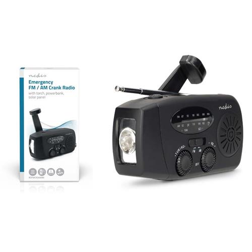 Radio de Emergencia FM USB Powerbank Solar Nedis