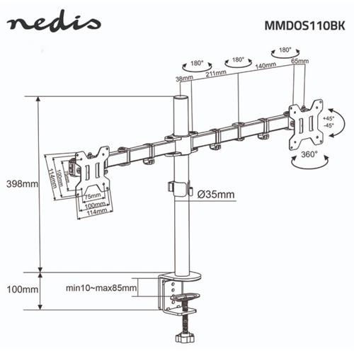 Soporte doble monitor TV Nedis 15-32"