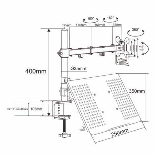 Soporte Monitor+Portatil Nedis 15-32"