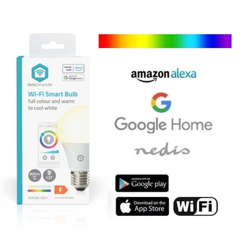 Nedis Bombilla Wifi E27-9W RGB Alexa Google