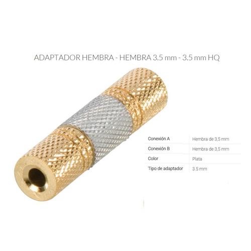 Adaptador Jack 3.5 st. hembra hembra metalico HQ Adaptador Jack 3.5 st. hembra hembra metalico HQ