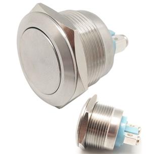 Pulsador antivandalico metalico 5A 250V plano 22mm