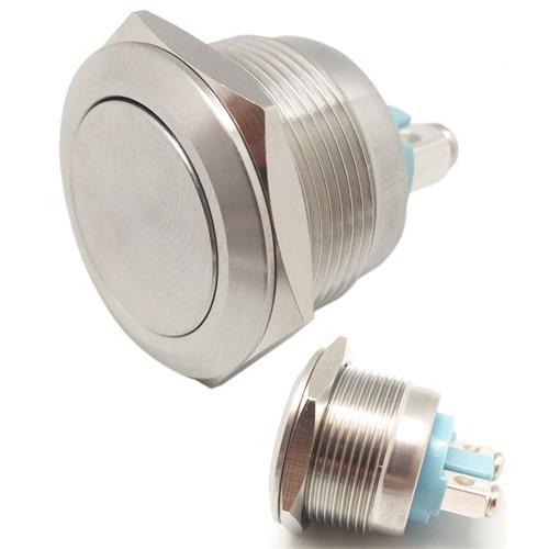 Pulsador antivandalico metalico 5A 250V plano 22mm