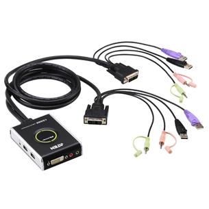 KVM switch DVI-D+USB+sonido 2PC 1,2m Aten
