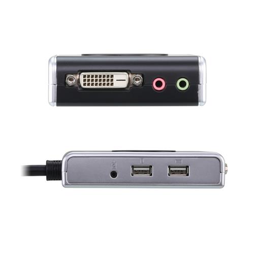 KVM switch DVI-D+USB+sonido 2PC 1,2m Aten