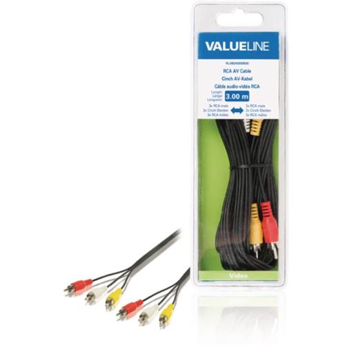 Cable Video+LR sonido Rca 3m VLN/NEDIS