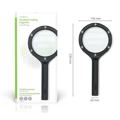 Lupa de mano Led 90mm 4+1 Nedis