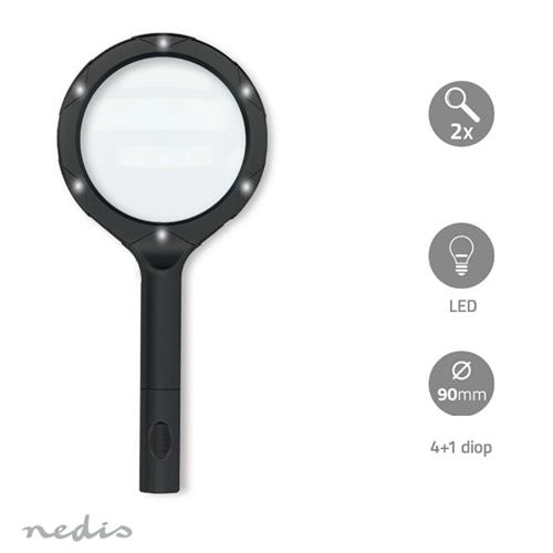 Lupa de mano Led 90mm 4+1 Nedis