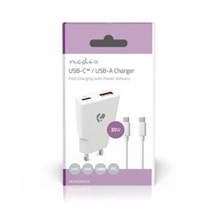 Cargador Gang 30W USB C-A + cable C-C Nedis