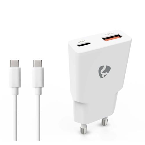 Cargador Gang 30W USB C-A + cable C-C Nedis